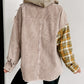 Plaid Corduroy Patchwork Snap Button Shacket