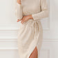 Knotted Waist Side Split Open Back Midi Dress