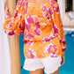 Flower Print Puff Sleeve Blouse