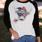 American Flag Ox Head Colorblock Long Sleeve T Shirt