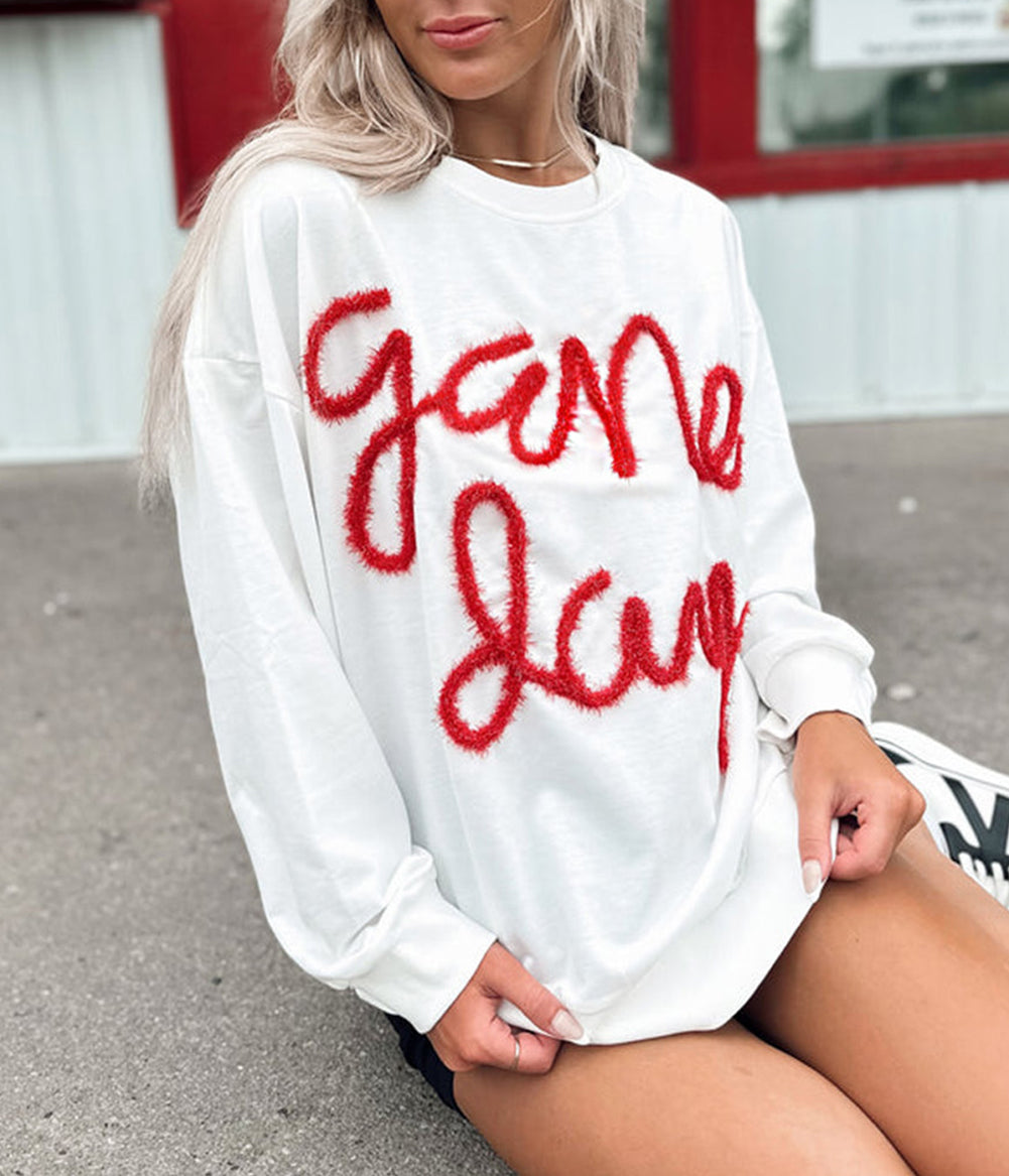 Tinsel Game Day Drop Shoulder Graphic Sweatshirt