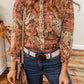 Ruffle Trim Boho Printed Shirt