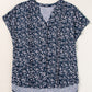Abstract Print Buttoned V Neck Short Sleeve Blouse