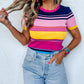 Mixed Stripes Ribbed Knit Top