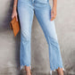 Cross Over Waist Raw Edge Cropped Jeans