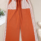 Plus Size Floral Crochet Patch Drawstring Wide Leg Pants