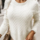 Textured Knit Button Decor Pullover Sweater