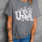 USA Stars Graphic Print Short Sleeve Casual Tee