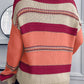 Striped Pattern Knit V Neck Sweater
