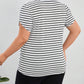 Stripe V Neck Petal Sleeve Plus Size T-Shirt