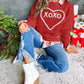 Heart XOXO Chenille Embroidered Textured Sweatshirt