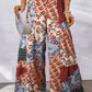 Boho Patchwork Print Drawstring Wide Leg Pants