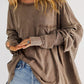 Exposed Seam Thumbhole Drop Shoulder Loose Sweatshirt