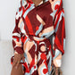Abstract Print Belted High Waist Button-up Mini Dress