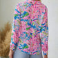Abstract Floral Print Buttoned Sheath Long Sleeve Shirt