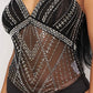 Rhinestone Sleeveless Halter Neck Bodysuit