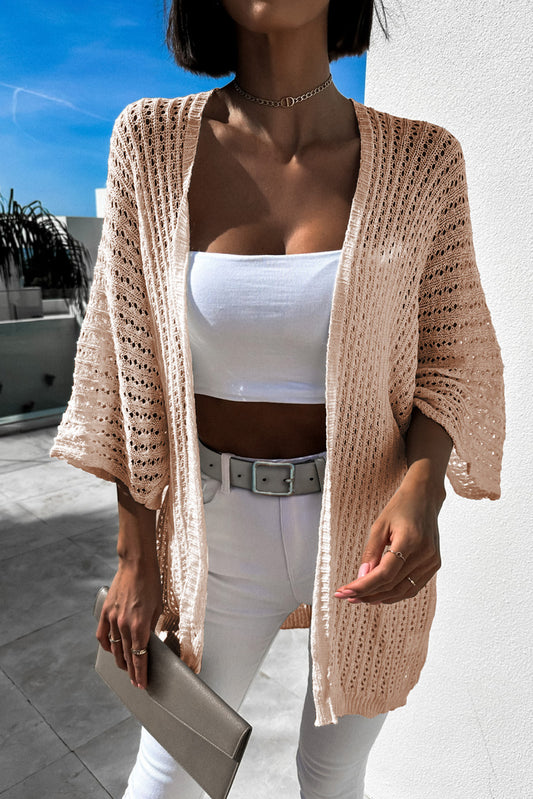 Hollow-out Bracelet Sleeve Knit Cardigan