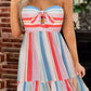Striped Print Knotted Cutout Sleeveless Dress