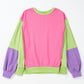 Colorblock Exposed Seam Crewneck Casual Sweatshirt