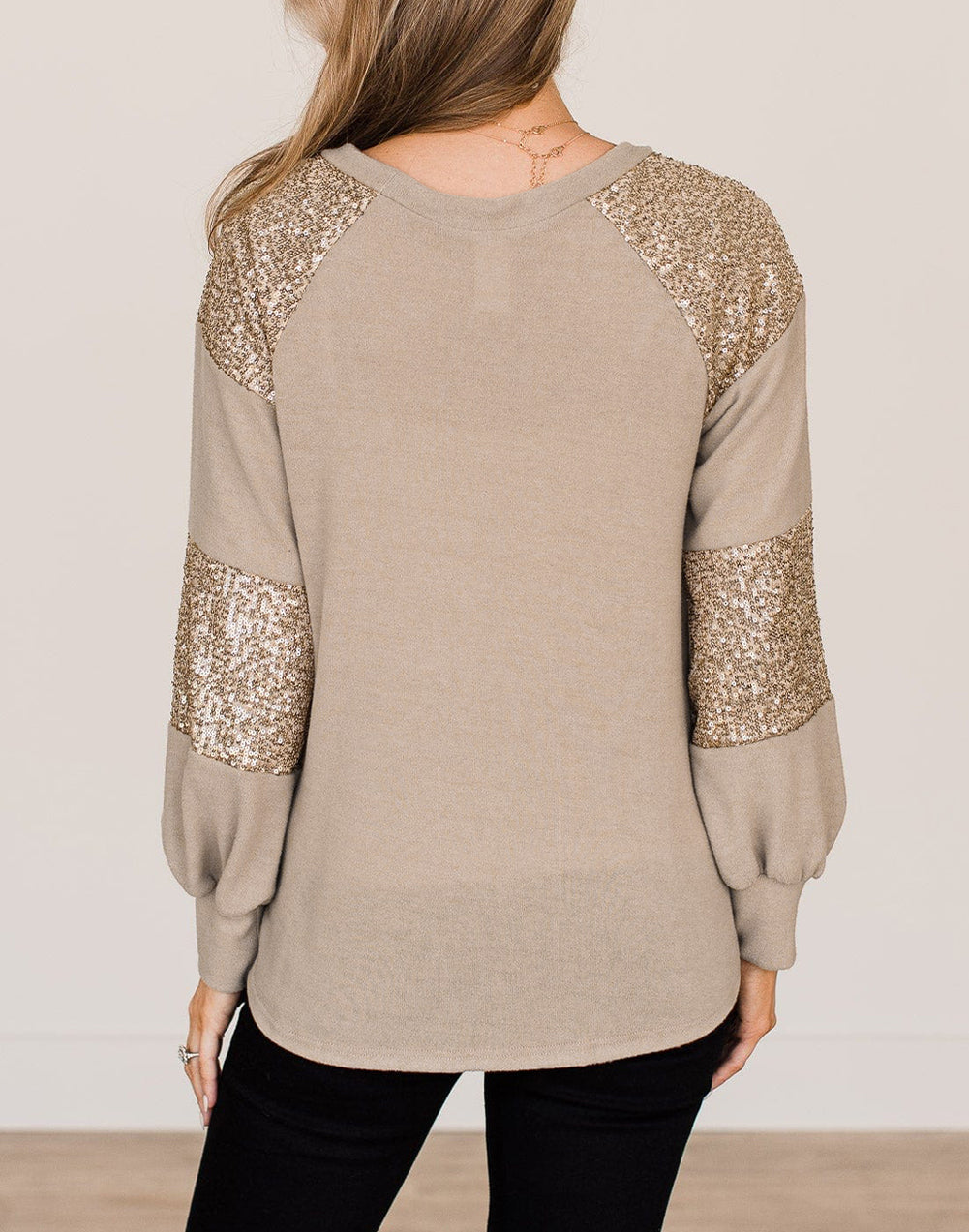Sequin Patched Long Sleeve Top