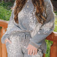 Print Long Sleeve Top and Shorts Plus Size Lounge Outfit