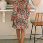 Geometric Print Long Sleeve Surplice Flowy Dress