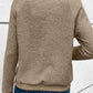 Textured Knit Buttoned Kangaroo Pocket Sweatshirt