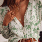 Printed Pearl Button V Neck Sweater Cardigan