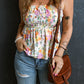 Floral Shirred Peplum Cami Top