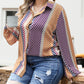 Plus Size Mix Dotted Patchwork Button up Shirt