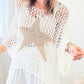 Star Graphic Crochet Knitted Summer Sweater Top