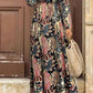 Floral Print V Neck Wrap High Waist Maxi Dress