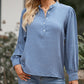 Buttoned Front Bubble Sleeve Blouse