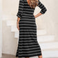Striped Casual Slit Long Dress