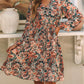 Geometric Print Long Sleeve Surplice Flowy Dress