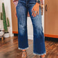 Mineral Wash Raw Hem High Waist Flared Jeans