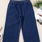Plus Size Drawstring High Waist Wide Leg Casual Jeans