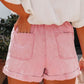 Vintage Washed Frilled High Waist Denim Shorts