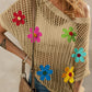 Crochet Flower Hollow-out Sweater T Shirt