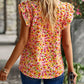Floral Print Flutter Sleeve V Neck Tank Top