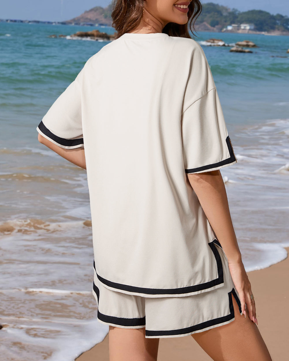 Contrast Trim Tee and Shorts Set