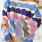 Wave Striped Balloon Sleeve Drop Shoulder Sweater