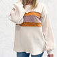 Corded Exposed Seam Knit Patchwork Drop Sleeve Top