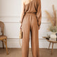 Crinkled Texture One-shoulder Loose Jumpsuit