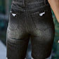 Roll-up Distressed Bermuda Denim Shorts