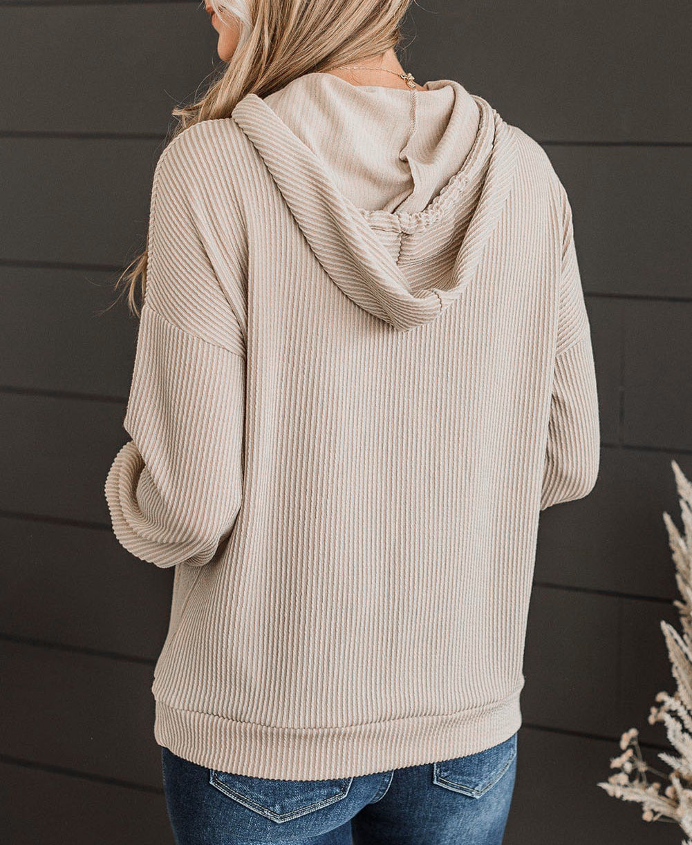 Parchment Corded Drawstring Pullover Hoodie