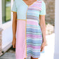 Color Block Stripe Knit Patchwork A-line Dress