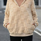 Checkered Plush Quarter Zipper Pullover Sweatshirt