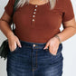 Plus Size Ribbed Knit Henley Tee