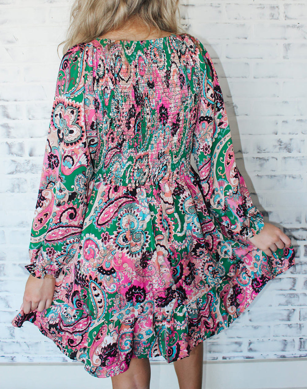 Boho Paisley Print Ruffle Hem Dress
